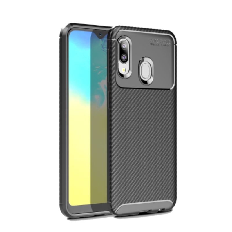 Husa Lemontti Carbon Fiber compatibila cu Samsung Galaxy A20e, Black
