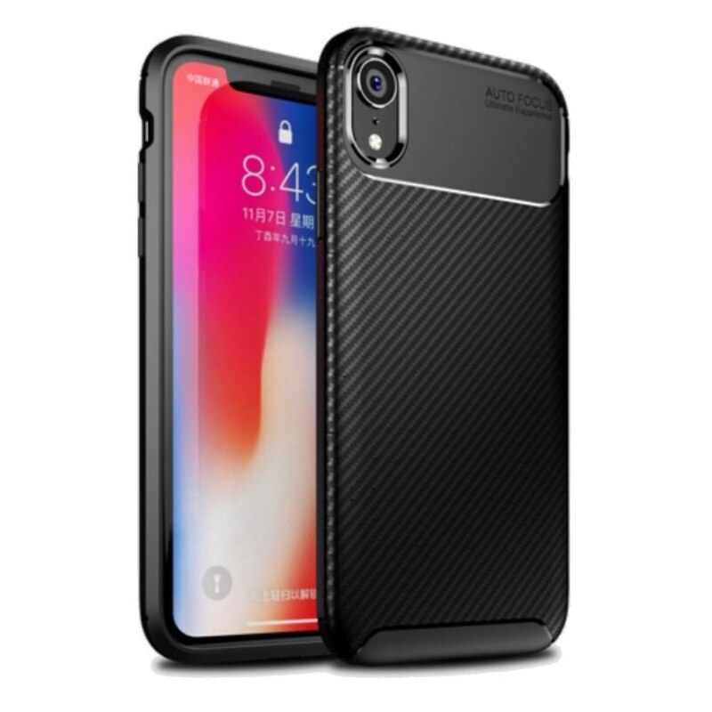 Husa Lemontti Carbon Fiber compatibila cu iPhone XR, Black