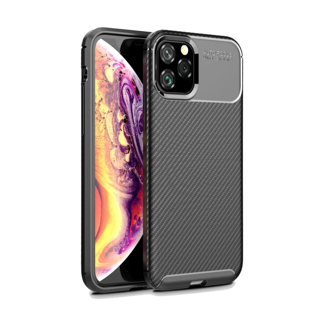 Husa Lemontti Carbon Fiber Texture Shockproof compatibila cu iPhone 11 Pro, Black