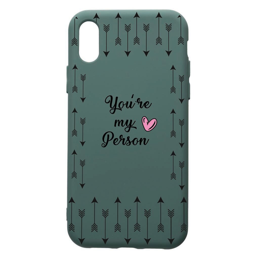 Husa Premium Silicon Compatibila Cu Apple iPhone XS / iPhone X, My Person, cu interiorul din material textil, protectie camera, Forest Green, PFG3