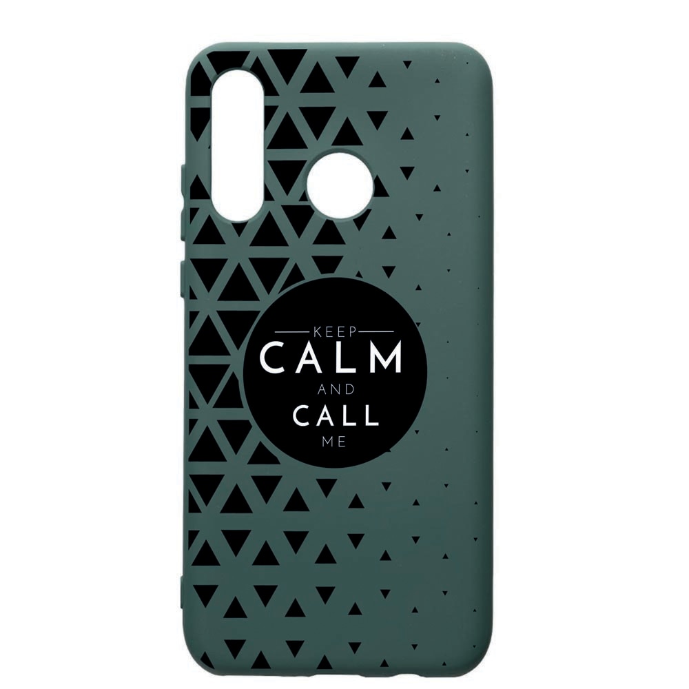Husa Premium Silicon Compatibila Cu Huawei P30 Lite, Keep Calm, cu interiorul din material textil, protectie camera, Forest Green, PFG2