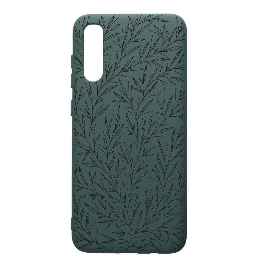 Husa Premium Silicon Compatibila Cu Samsung Galaxy A70, Leaf, cu interiorul din material textil, protectie camera, Forest Green, PFG17