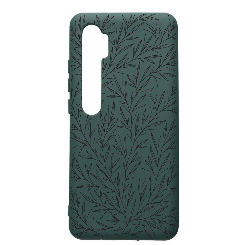 Husa Premium Silicon Compatibila Cu Xiaomi Mi Note 10, Leaf, cu interiorul din material textil, protectie camera, Forest Green, PFG17