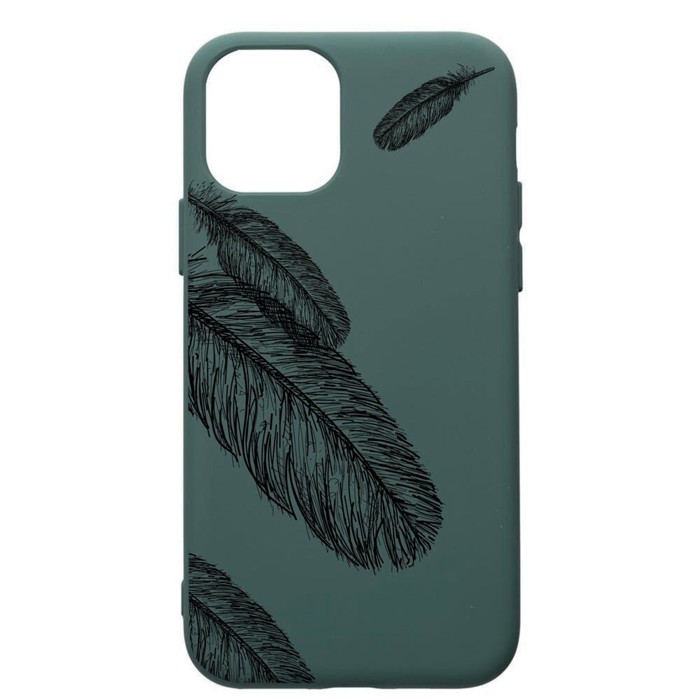 Husa Premium Silicon Compatibila Cu Apple iPhone 11 Pro, Feather, cu interiorul din material textil, protectie camera, Forest Green, PFG18