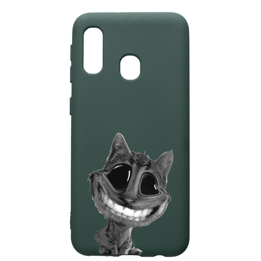 Husa Premium Silicon Compatibila Cu Samsung Galaxy A40, Crazy Cat, cu interiorul din material textil, protectie camera, Forest Green, PFG20