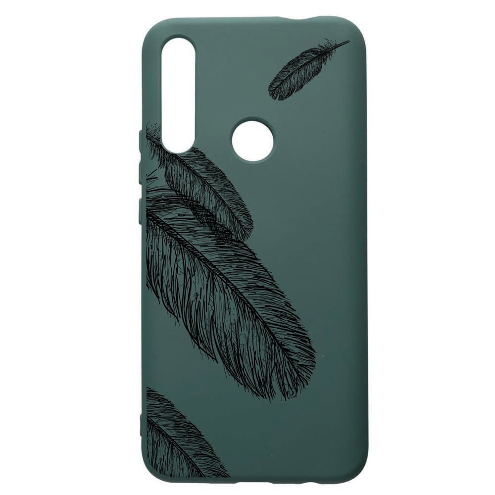 Husa Premium Silicon Compatibila Cu Huawei P Smart Z, Feather, cu interiorul din material textil, protectie camera, Forest Green, PFG18