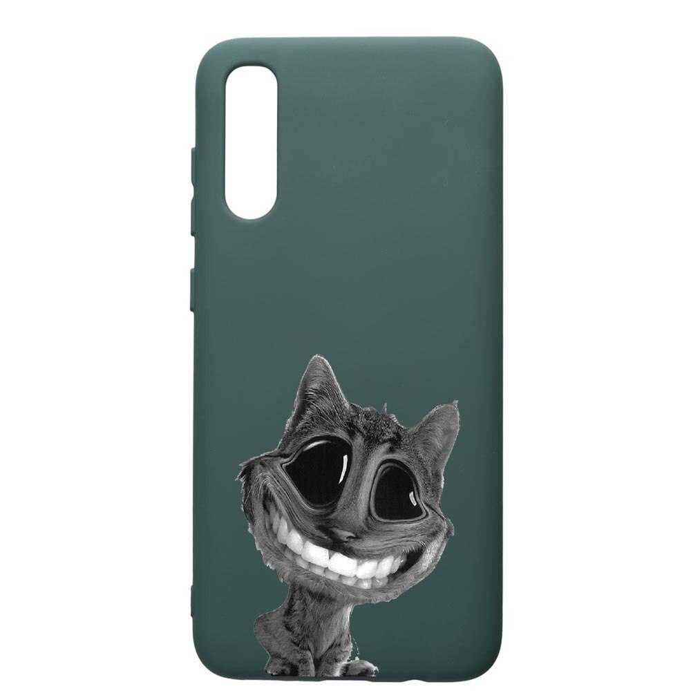 Husa Premium Silicon Compatibila Cu Samsung Galaxy A70, Crazy Cat, cu interiorul din material textil, protectie camera, Forest Green, PFG20