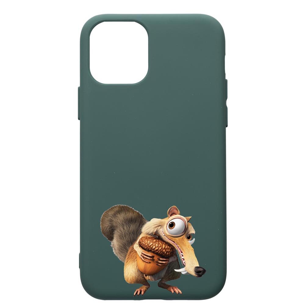 Husa Premium Silicon Compatibila Cu Apple iPhone 11 Pro Max, Ice Age Nutty, cu interiorul din material textil, protectie camera, Forest Green, PFG23