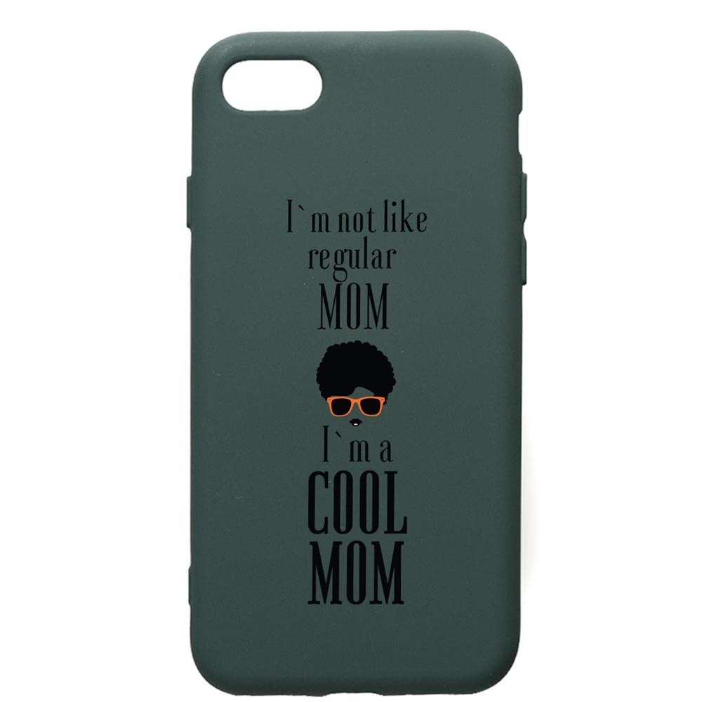 Husa Premium Silicon Compatibila Cu Apple iPhone SE 2 / iPhone 8 / iPhone 7, Cool Mom, cu interiorul din material textil, protectie camera, Forest Green, PFG19