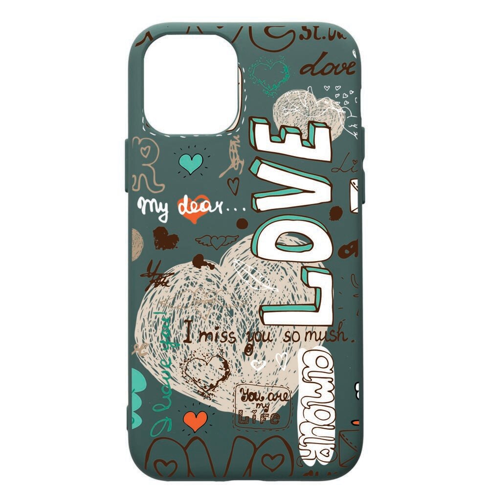Husa Premium Silicon Compatibila Cu Apple iPhone 11, Love February, cu interiorul din material textil, protectie camera, Forest Green, PFG25