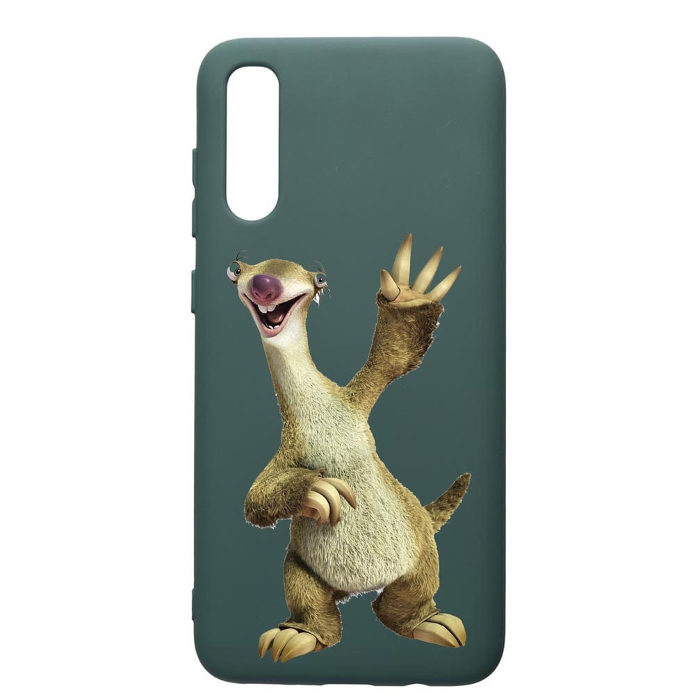 Husa Premium Silicon Compatibila Cu Samsung Galaxy A70, Ice Age Sid, cu interiorul din material textil, protectie camera, Forest Green, PFG24