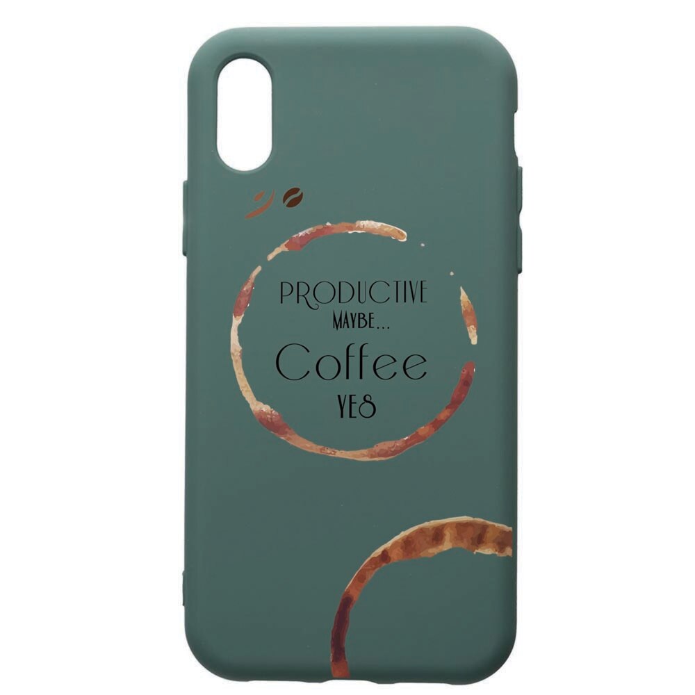 Husa Premium Silicon Compatibila Cu Apple iPhone XS / iPhone X, Coffee, cu interiorul din material textil, protectie camera, Forest Green, PFG33