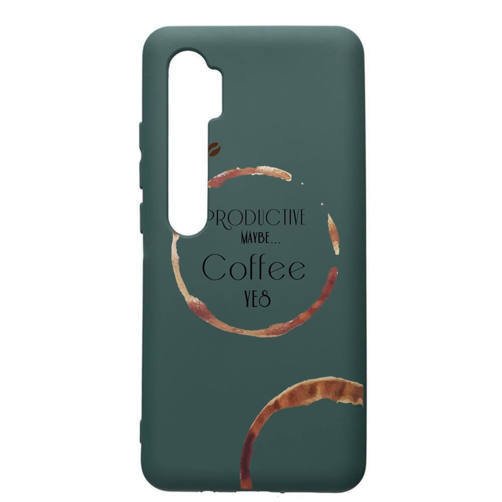 Husa Premium Silicon Compatibila Cu Xiaomi Mi Note 10, Coffee, cu interiorul din material textil, protectie camera, Forest Green, PFG33