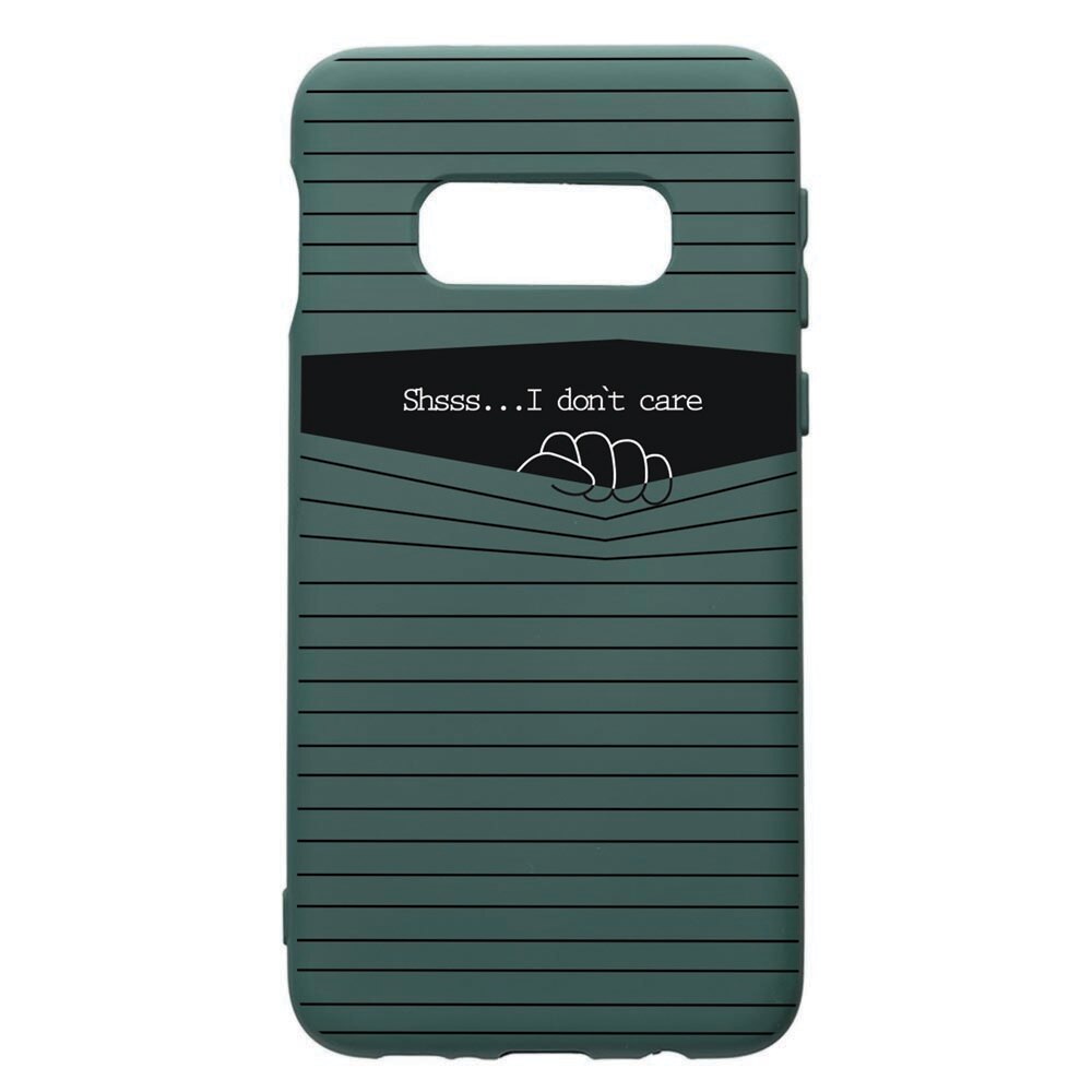 Husa Premium Silicon Compatibila Cu Samsung Galaxy S10e, I Dont Care, cu interiorul din material textil, protectie camera, Forest Green, PFG36