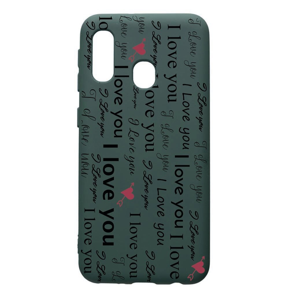 Husa Premium Silicon Compatibila Cu Samsung Galaxy A20E, Love You, cu interiorul din material textil, protectie camera, Forest Green, PFG40