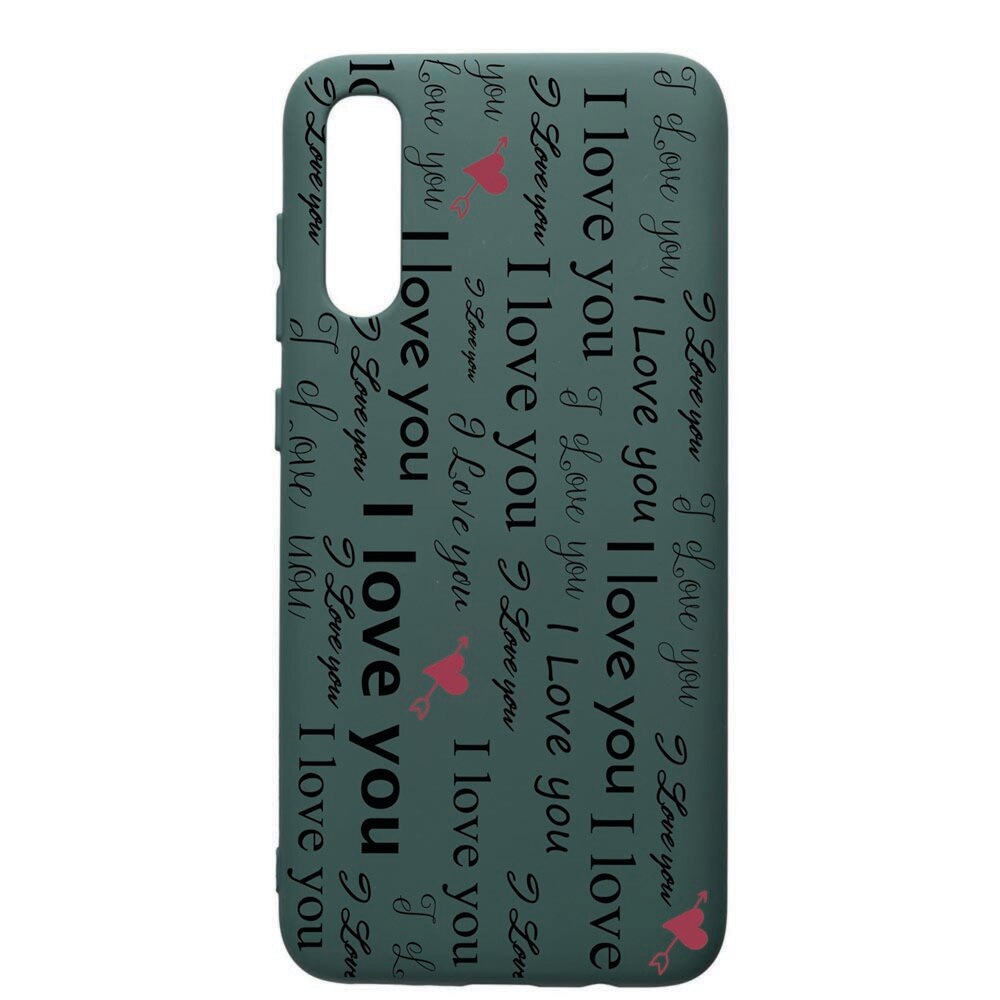 Husa Premium Silicon Compatibila Cu Samsung Galaxy A70, Love You, cu interiorul din material textil, protectie camera, Forest Green, PFG40