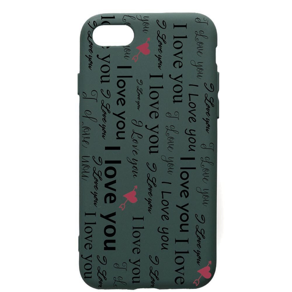 Husa Premium Silicon Compatibila Cu Apple iPhone SE 2 / iPhone 8 / iPhone 7, Love You, cu interiorul din material textil, protectie camera, Forest Green, PFG40