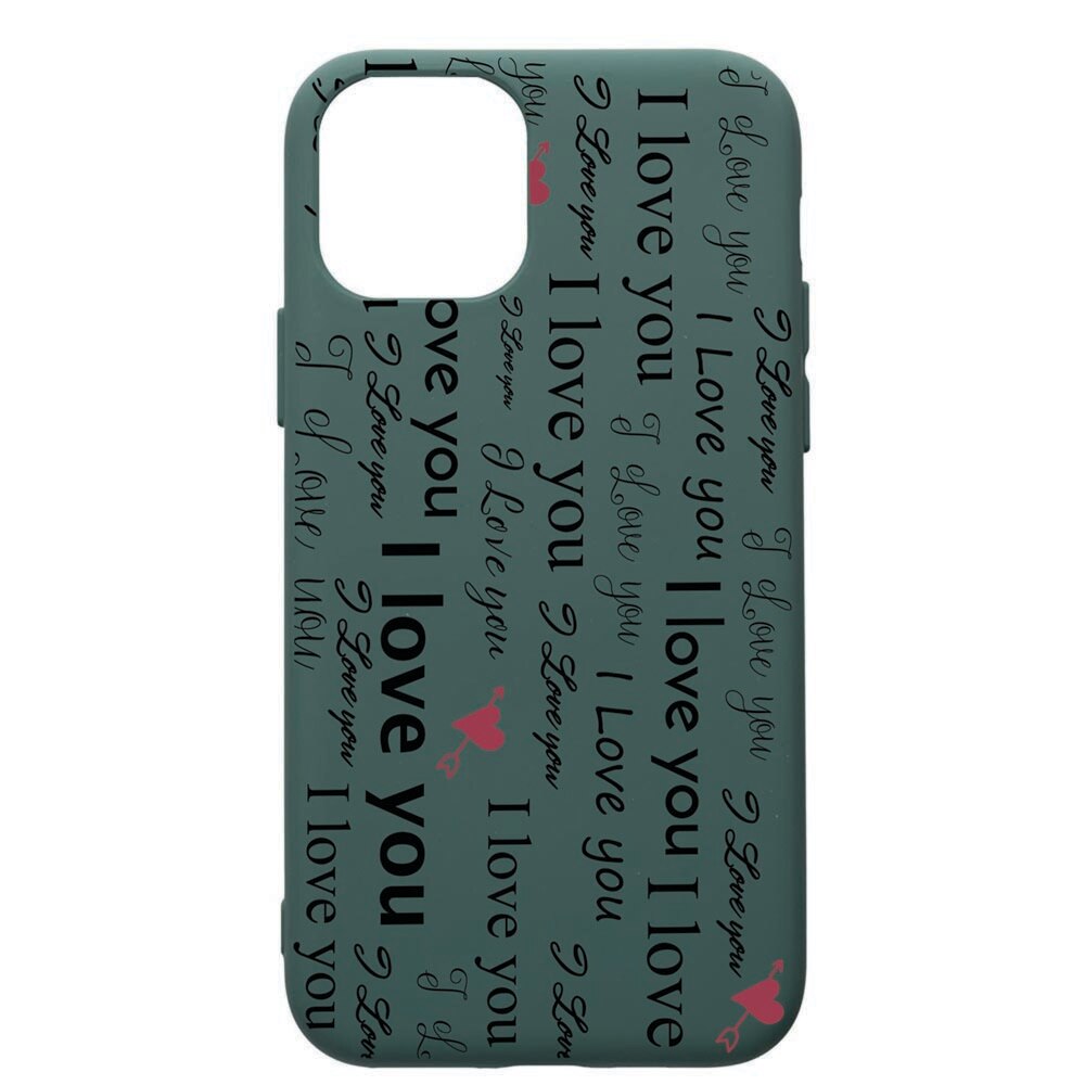 Husa Premium Silicon Compatibila Cu Apple iPhone 11 Pro, Love You, cu interiorul din material textil, protectie camera, Forest Green, PFG40