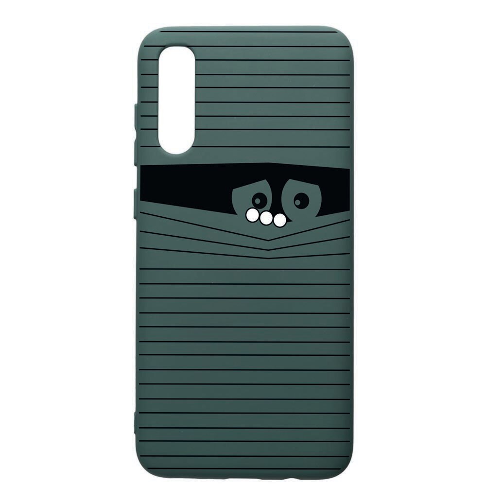 Husa Premium Silicon Compatibila Cu Samsung Galaxy A70, Look Back, cu interiorul din material textil, protectie camera, Forest Green, PFG38