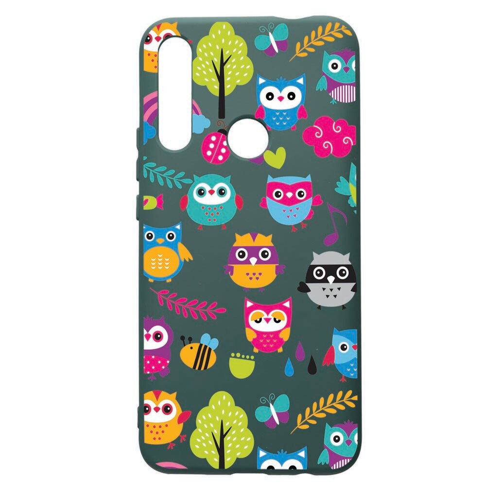 Husa Premium Silicon Compatibila Cu Huawei P Smart Z, OWL, cu interiorul din material textil, protectie camera, Forest Green, PFG43