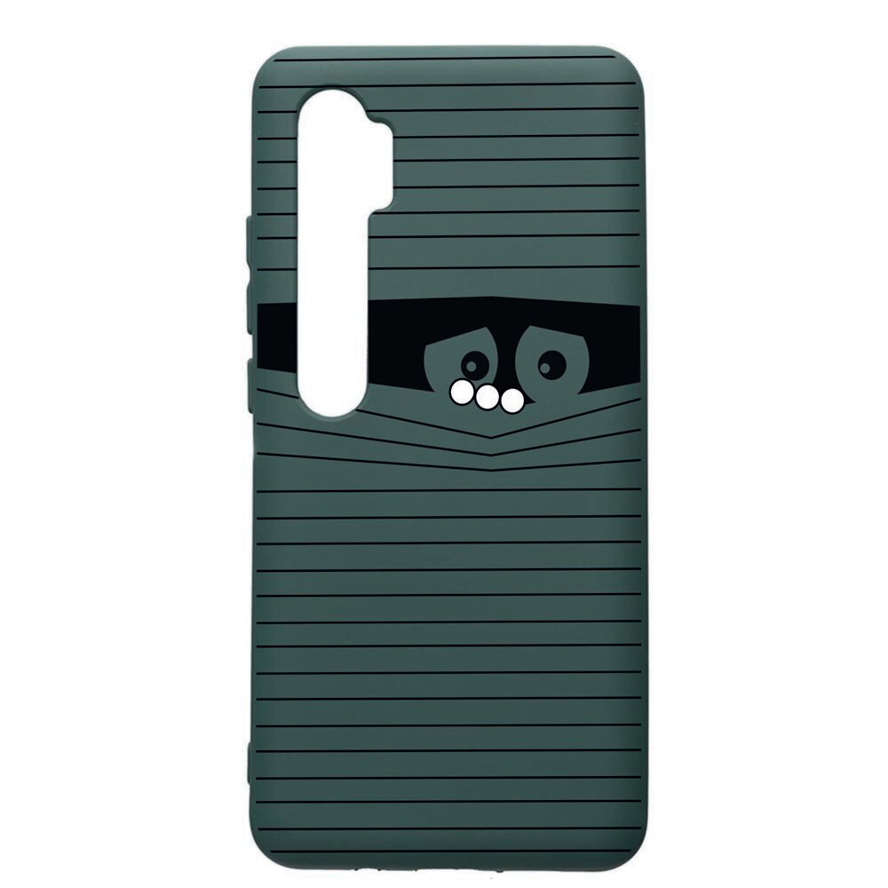 Husa Premium Silicon Compatibila Cu Xiaomi Mi Note 10, Look Back, cu interiorul din material textil, protectie camera, Forest Green, PFG38
