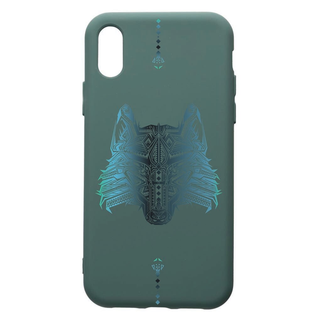 Husa Premium Silicon Compatibila Cu Apple iPhone XS / iPhone X, Wolf, cu interiorul din material textil, protectie camera, Forest Green, PFG50