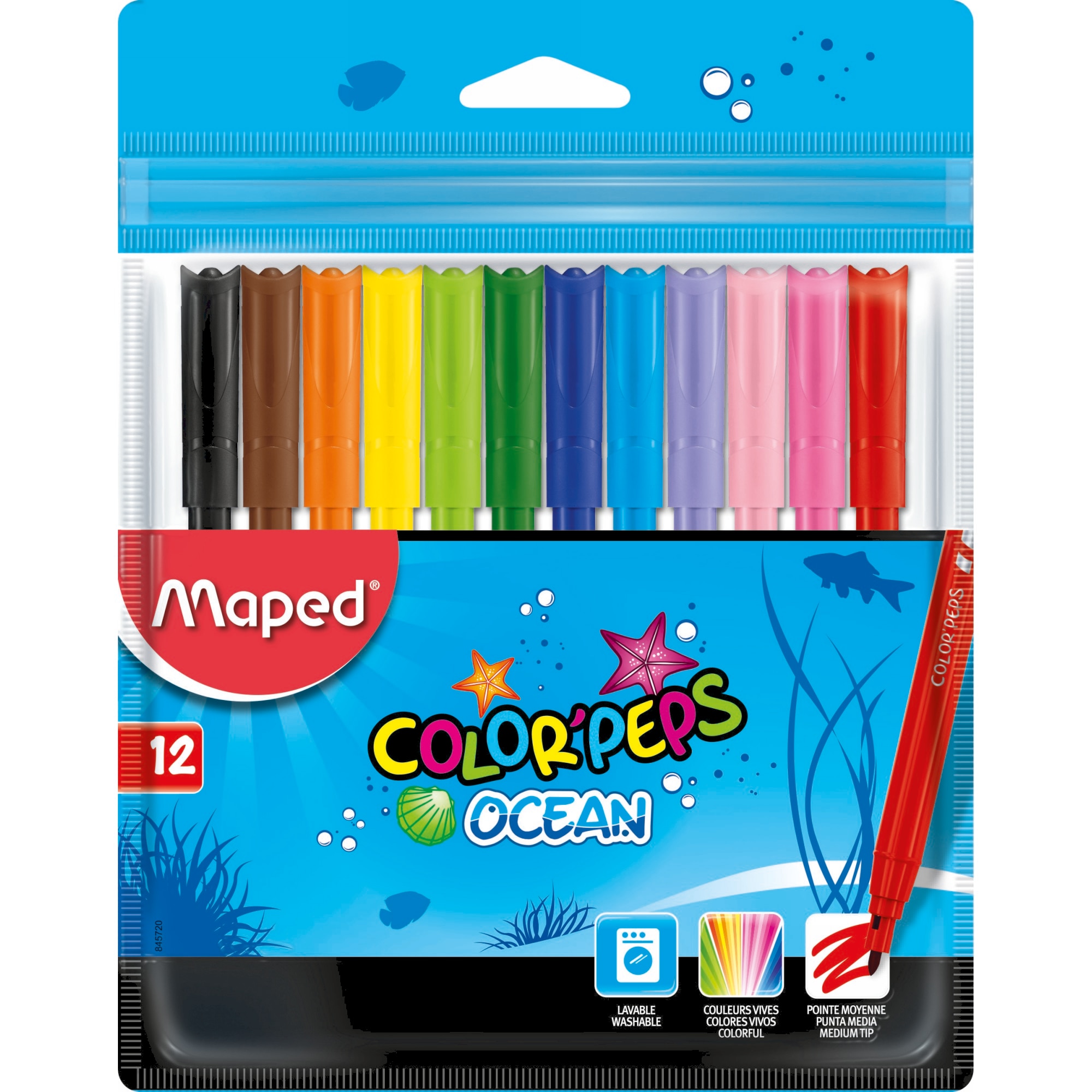 Set carioci Maped Color'Peps Ocean, 12 culori
