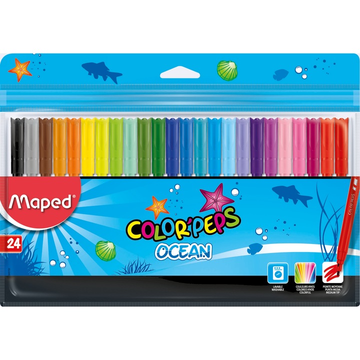 Set carioci Maped Color'Peps Ocean, 24 culori