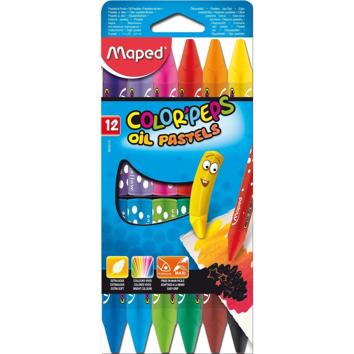 Set creioane colorate cerate Maped pe baza de ulei, 12 culori