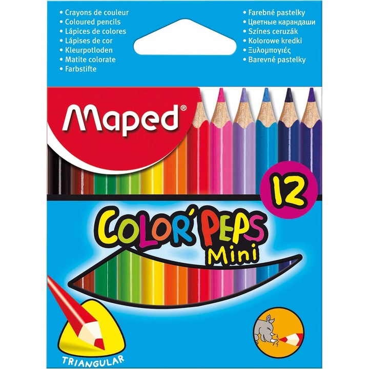 Set creioane colorate Maped Color'Peps, mici, 12 culori