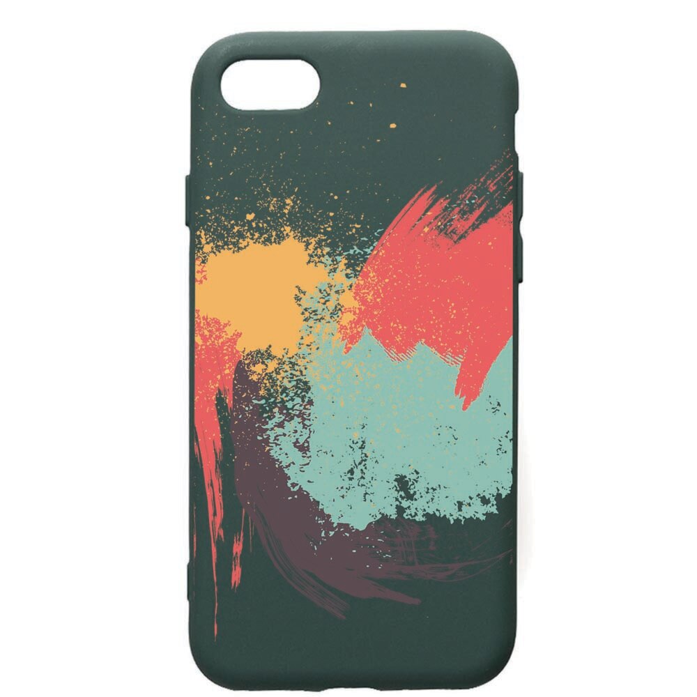 Husa Premium Silicon Compatibila Cu Apple iPhone SE 2 / iPhone 8 / iPhone 7, Painting, cu interiorul din material textil, protectie camera, Forest Green, PFG44