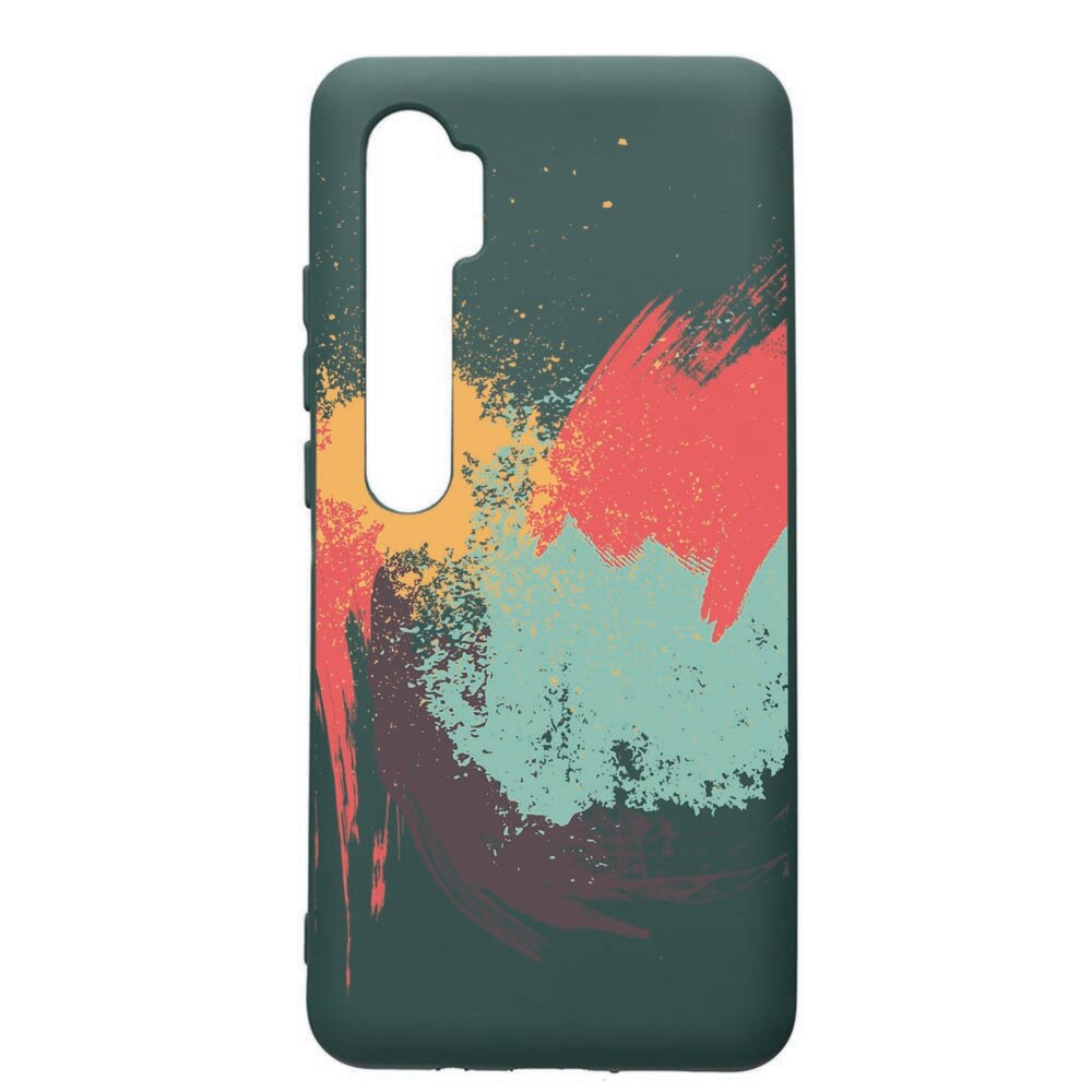 Husa Premium Silicon Compatibila Cu Xiaomi Mi Note 10, Painting, cu interiorul din material textil, protectie camera, Forest Green, PFG44