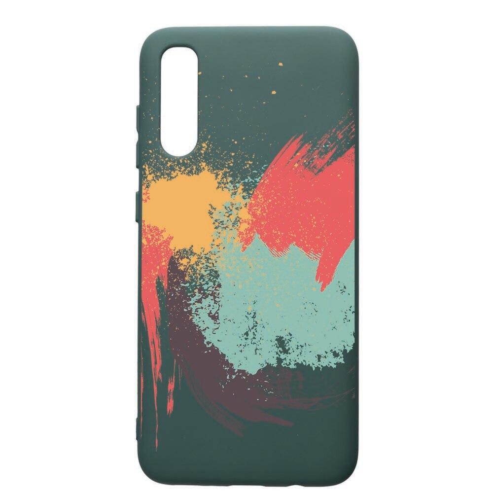 Husa Premium Silicon Compatibila Cu Samsung Galaxy A70, Painting, cu interiorul din material textil, protectie camera, Forest Green, PFG44