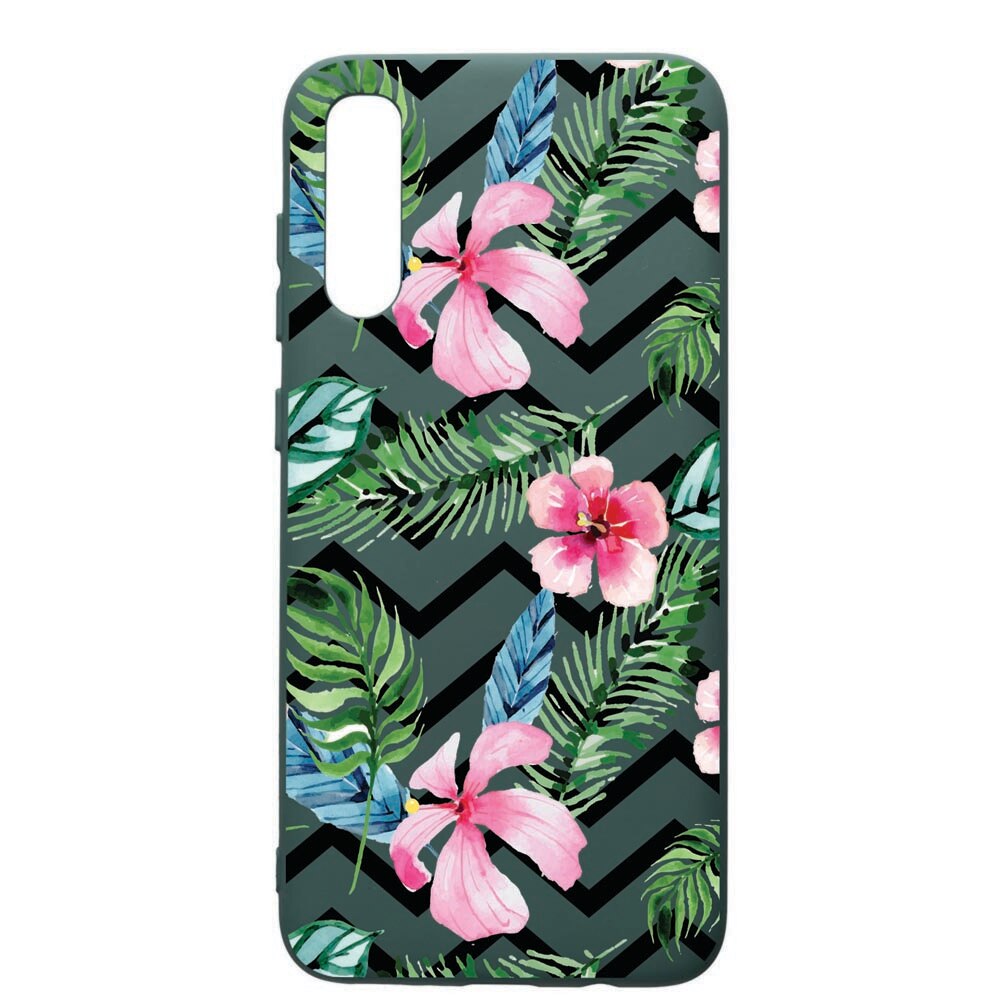 Husa Premium Silicon Compatibila Cu Samsung Galaxy A70, Tropical, cu interiorul din material textil, protectie camera, Forest Green, PFG49