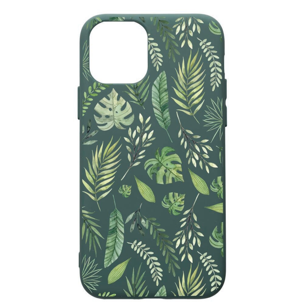 Husa Premium Silicon Compatibila Cu Apple iPhone 11 Pro, Feathers, cu interiorul din material textil, protectie camera, Forest Green, PFG77