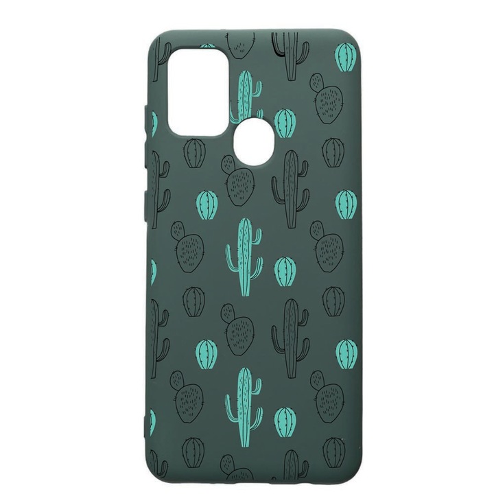 Husa Premium Silicon Compatibila Cu Huawei P Smart 2020, Cactus, cu interiorul din material textil, protectie camera, Forest Green, PFG84