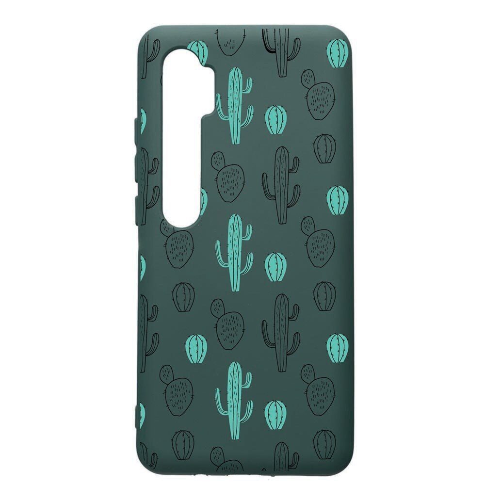 Husa Premium Silicon Compatibila Cu Xiaomi Mi Note 10, Cactus, cu interiorul din material textil, protectie camera, Forest Green, PFG84