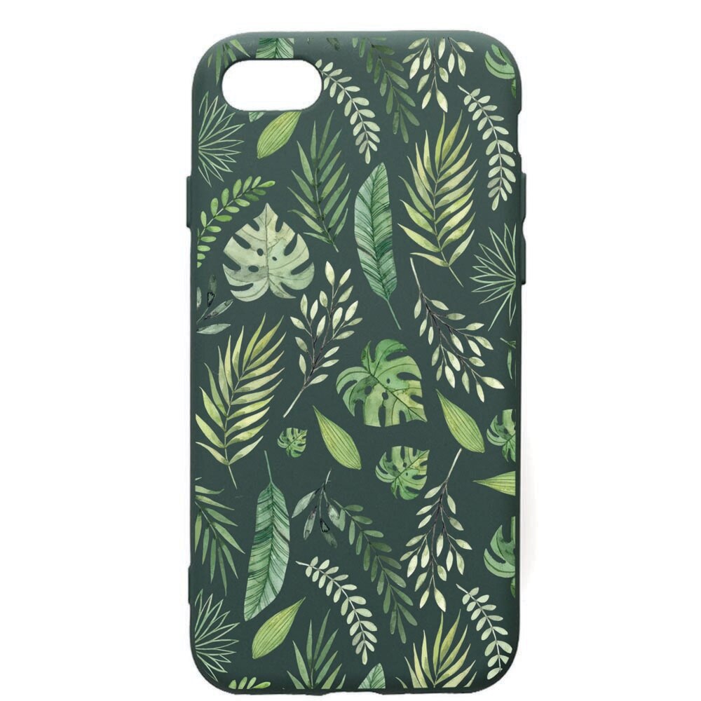 Husa Premium Silicon Compatibila Cu Apple iPhone SE 2 / iPhone 8 / iPhone 7, Feathers, cu interiorul din material textil, protectie camera, Forest Green, PFG77