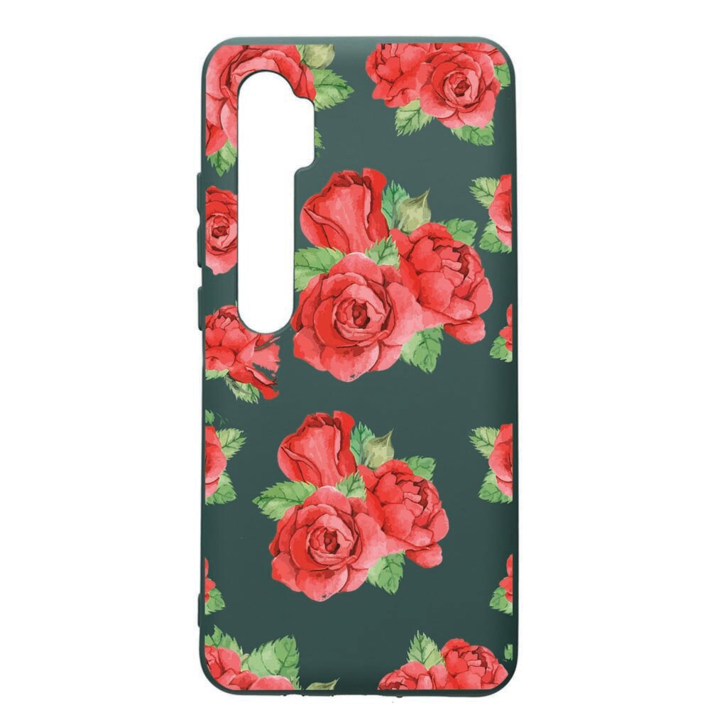 Husa Premium Silicon Compatibila Cu Xiaomi Mi Note 10, Rose, cu interiorul din material textil, protectie camera, Forest Green, PFG97