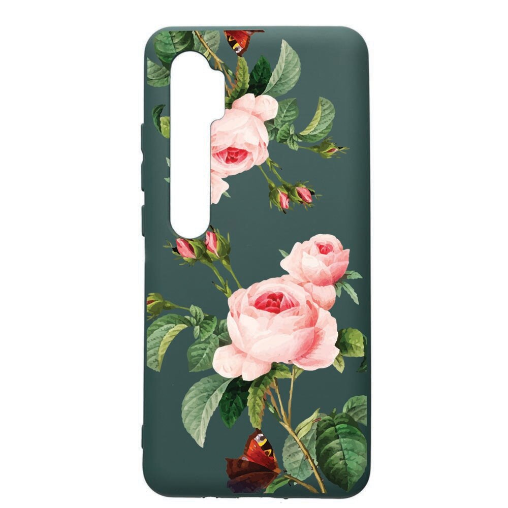 Husa Premium Silicon Compatibila Cu Xiaomi Mi Note 10, Rose, cu interiorul din material textil, protectie camera, Forest Green, PFG172