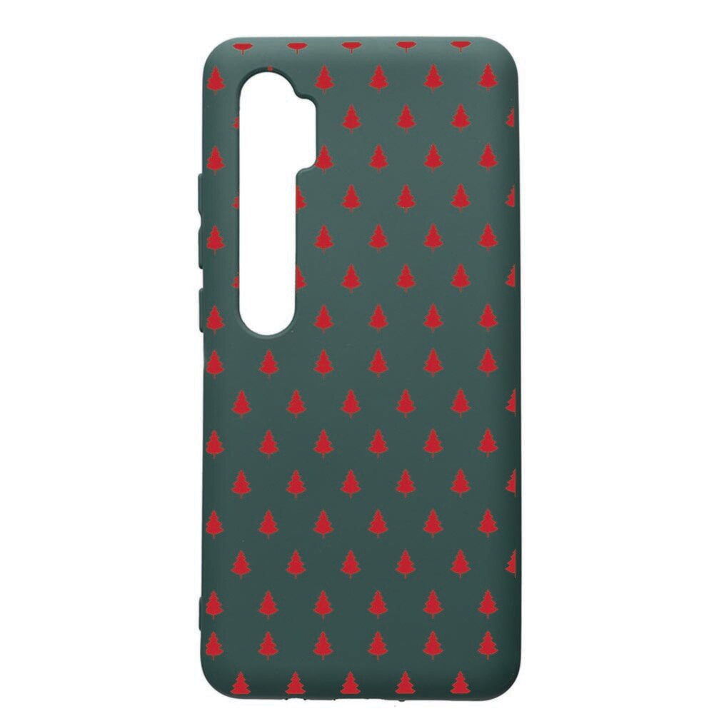 Husa Premium Silicon Compatibila Cu Xiaomi Mi Note 10, Christmas, cu interiorul din material textil, protectie camera, Forest Green, PFG174