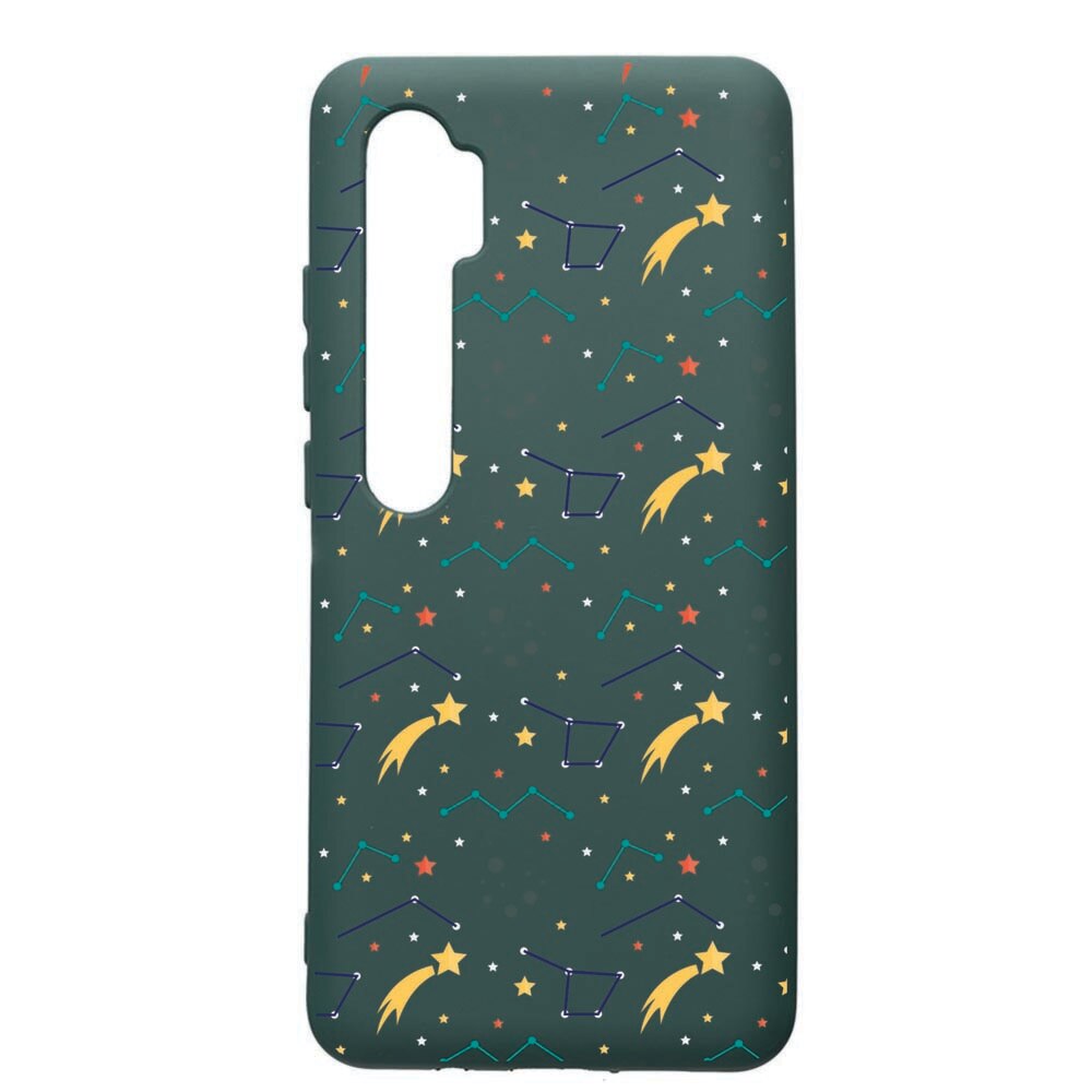 Husa Premium Silicon Compatibila Cu Xiaomi Mi Note 10, Zodiac, cu interiorul din material textil, protectie camera, Forest Green, PFG177