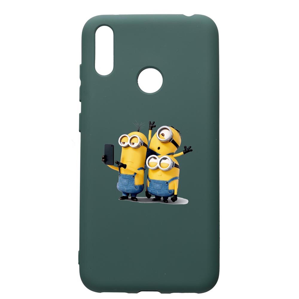 Husa Premium Silicon Compatibila Cu Huawei Y7 2019, Minions, cu interiorul din material textil, protectie camera, Forest Green, PFG207