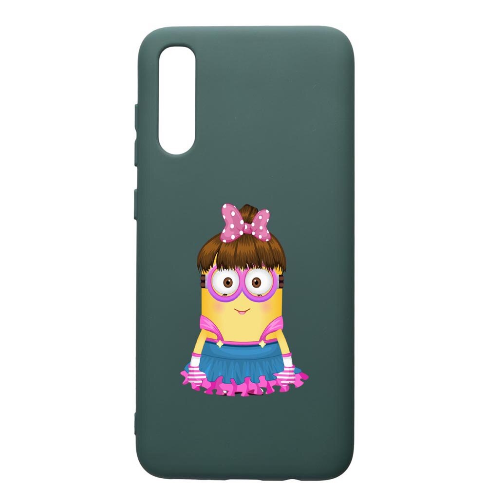 Husa Premium Silicon Compatibila Cu Samsung Galaxy A70, Minion Girl, cu interiorul din material textil, protectie camera, Forest Green, PFG208