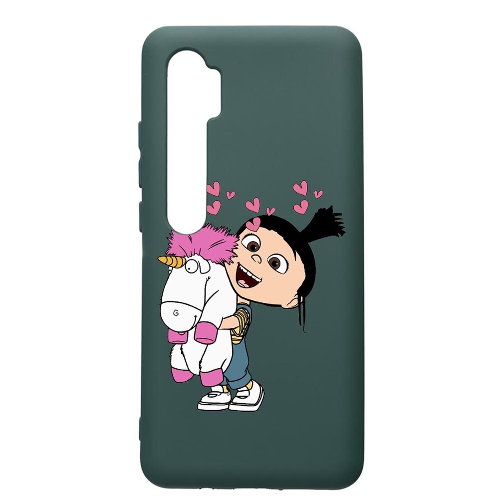 Husa Premium Silicon Compatibila Cu Xiaomi Mi Note 10, Despicable Me, Agnes, cu interiorul din material textil, protectie camera, Forest Green, PFG217