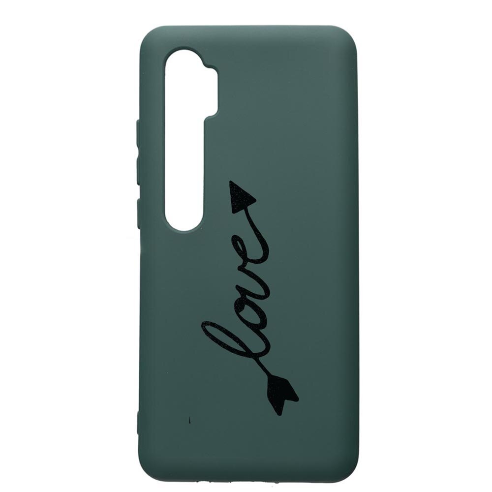 Husa Premium Silicon Compatibila Cu Xiaomi Mi Note 10, Love, cu interiorul din material textil, protectie camera, Forest Green, PFG225