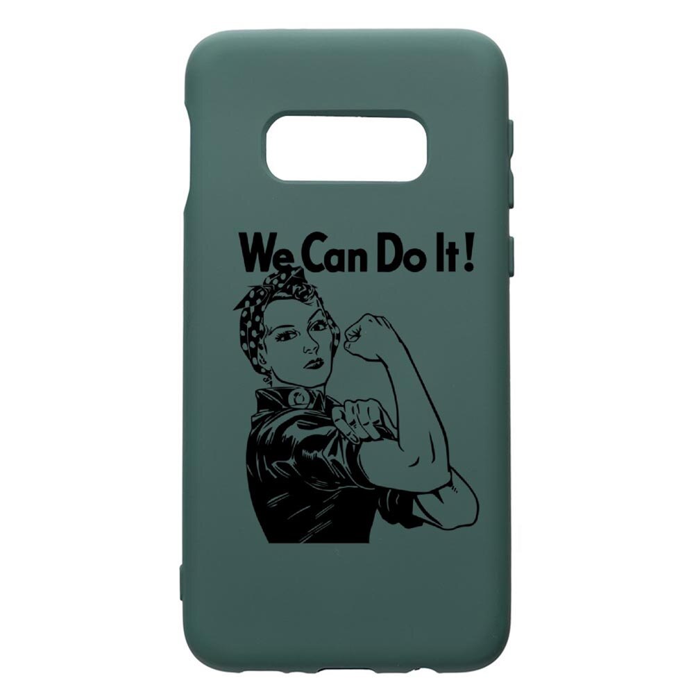 Husa Premium Silicon Compatibila Cu Samsung Galaxy S8, Woman, We Can Do It, cu interiorul din material textil, protectie camera, Forest Green, PFG226