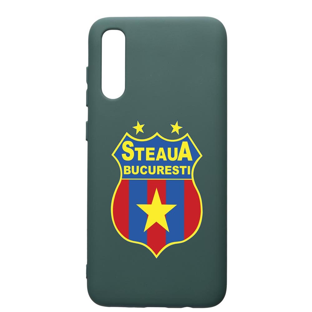 Husa Premium Silicon Compatibila Cu Samsung Galaxy A70, Football, Steaua, cu interiorul din material textil, protectie camera, Forest Green, PFG230