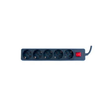 Prelungitor 3 metri 5 prize schuko + intrerupator cablu 3x1mm negru Prelungitor 3 metri 5 prize schuko + intrerupator cablu 3x1mm negru