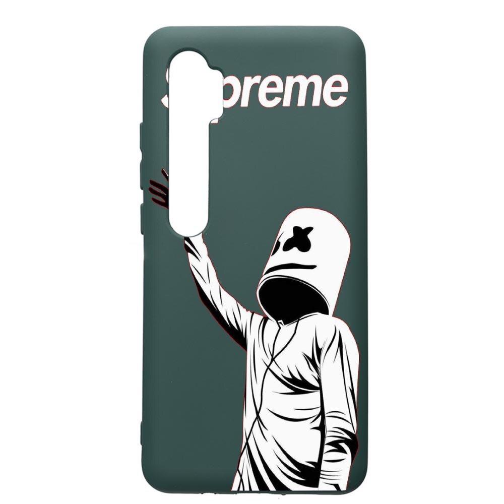 Husa Premium Silicon Compatibila Cu Xiaomi Mi Note 10, Supreme, Marshmello, cu interiorul din material textil, protectie camera, Forest Green, PFG255
